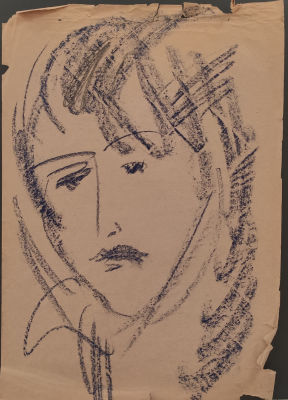 [Графика] Алейников Владимир Дмитриевич (род. 1946). Женский портрет. 1980-е гг. Бумага 