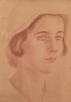 [Графика] Биргер Борис Георгиевич (1923–2001). Девушка в шляпе. 1960-е гг. Бумага, сангина. 