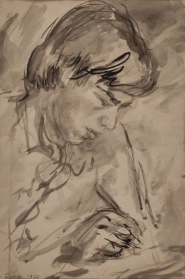 [Графика] Биргер Борис Георгиевич (1923–2001). За работой. 1974. Бумага, акварель, кисть. 