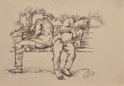 [Графика] Гогуадзе Альберт Иосифович (род. 1935). Отдых. 1970–1980 гг. Бумага, линер 