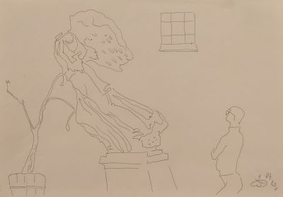 [Графика] Гогуадзе Альберт Иосифович (род. 1935). Наблюдатель. 1980-е гг. Бумага, линер. 29 