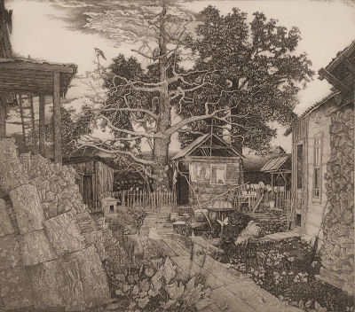 [Графика] Никиреев Станислав Михайлович (1932–2007). Фросин двор. 1989–1990 гг. 29x33 см 