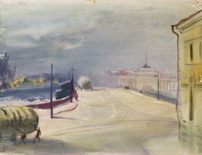 [Графика] Траугот Георгий Николаевич (1903–1961). Дворцовый мост. 1941–1942 гг. Бумага 
