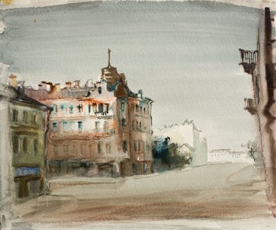 [Графика] Траугот Георгий Николаевич (1903–1961). Большой проспект. 1940-е гг. Бумага 