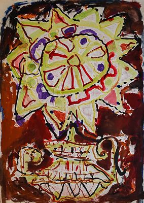 Алфёров Сергей Александрович (1951‒2004). Цветок в вазе. Б/д. Бумага, смешанная техника. 86&times;61 