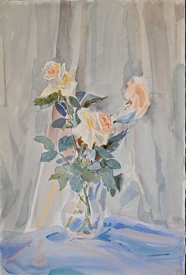 Бруни Иван Львович (1920‒1995). Розы. Б/д. Бумага, акварель. 56&times;37,5 см. На обороте фамилия автора. 