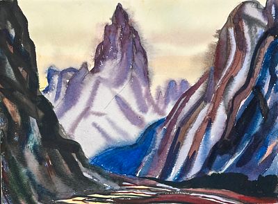 Виноградский Игорь Михайлович (1928‒1991). Горы. 1980. Бумага, акварель. 24&times;32 см. На обороте 