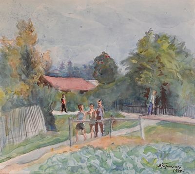 Горшман Михаил Ефимович (Мендель Хаимович) (1902‒1972). Улочка в Переделкине. 1948. Бумага 