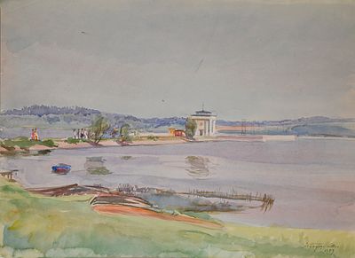 Горшман Михаил Ефимович (Мендель Хаимович) (1902‒1972). Шлюз на канале. 1959. Бумага, акварель. 