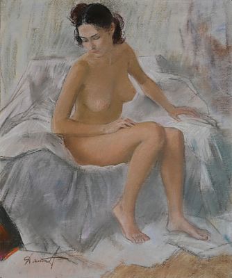 Данилов Анатолий Васильевич (1944‒2005). Обнажённая женская фигура. Б/д. Бумага, пастель. 