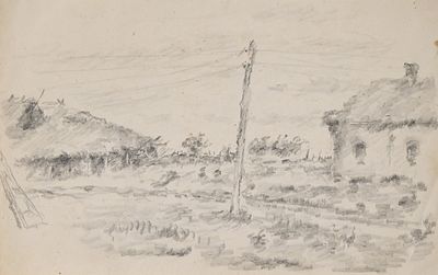 Зефиров Константин Клавдианович (1879‒1960). Карандеевка. 1942. Бумага, карандаш. 11&times;18/21&times;29,5 