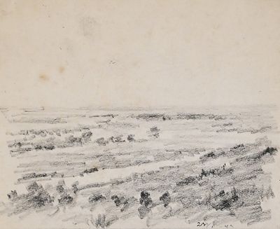 Зефиров Константин Клавдианович (1879‒1960). Река Ворона. 1942. Бумага, карандаш. 9&times;11/29,5&times;21 