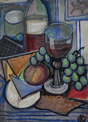 Карвовский Алексей Васильевич 1903‒1976). Композиция с виноградом. 1969‒1970. Бумага, гуашь. На 