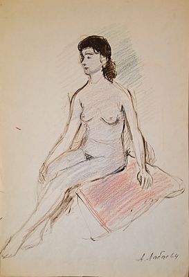 Лабас Александр Аркадьевич (1900‒1983). Натурщица. 1964. Бумага, карандаш, цветной карандаш. 