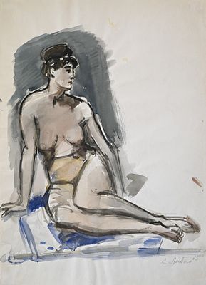Лабас Александр Аркадьевич (1900‒1983). Натурщица. 1965. Бумага, акварель. 51&times;38 см. Под 