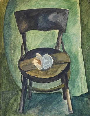 Васин Александр Андреевич (1915‒1971). Натюрморт с ракушкой. Б/д. Бумага, гуашь, акварель. 53 