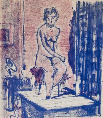 Деопик Валентина Павловна (1907‒1990). Сидящая обнажённая. 1918. Бумага, цветная литография. 