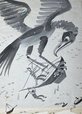 Беломлинский Михаил Самуилович (1934‒2020). Вариант иллюстрации для книги С. Сахарнова "Сказки 