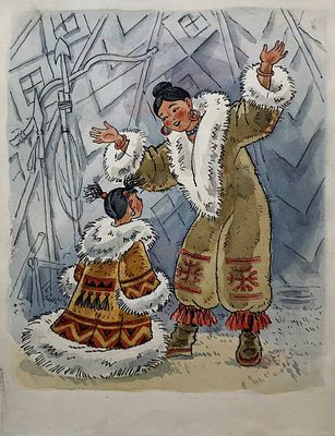 Брюханов Дмитрий Афанасьевич (1915‒1992). Иллюстрация к чукотской народной сказке "Кудрявая 