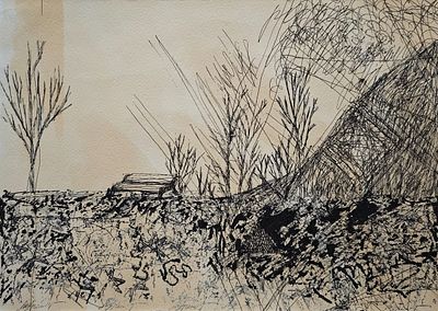 Арендт Мария Юрьевна (род. 1968). Пейзаж. Б/д. Бумага, тушь, перо, гуашь. 21,5&times;30,5 см. Мария 