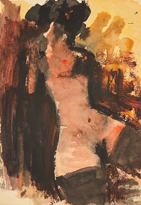 Батынков Константин Александрович (род. 1959). Обнажённая. 2004. Бумага, акварель, акрил. 29 