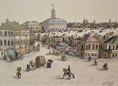 Бедина Алла Игоревна (род. 1950). В старой Москве, Каланчёвская площадь. 2007. Бумага 