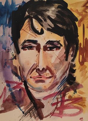 Бич Борис Николаевич (1946—2018). Автопортрет. Б/д. Бумага, акварель, белила. 31,8&times;24 см. Внизу 