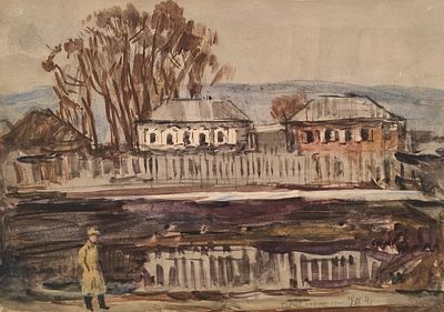 Герасимов Сергей Васильевич (1885—1964). Около Барнаула. 1941. Бумага, темпера. 17&times;24,2 см. 