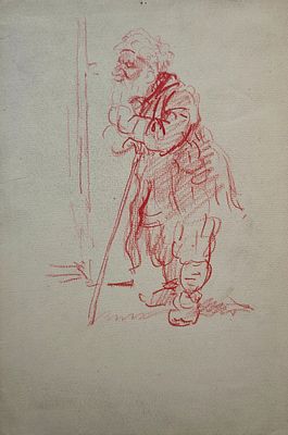 Гершаник Роман Васильевич (1898—1984). Старик. 1935—1936 гг. Бумага, цветной карандаш. 27&times;18 