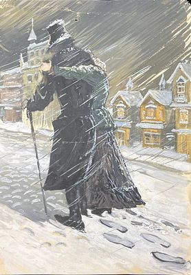 Ванециан Арам Врамшапу (1901—1971). &laquo;Сквозь пургу&raquo;. Бумага, гуашь, белила. 41&times;29,2 см. Арам 