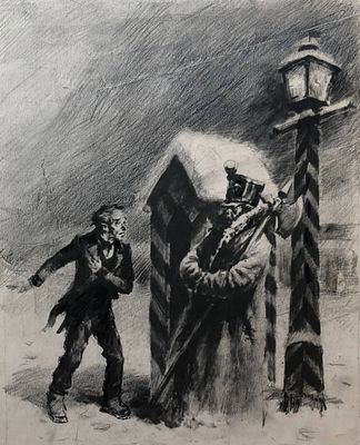 Ванециан Арам Врамшапу (1901‒1971). Акакий Акакиевич после ограбления. 1946. Иллюстрация к 