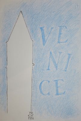 Баранов Леонид Михайлович (1943—2022). Венеция. 1998. Бумага, графитный и цветной карандаши. 47 