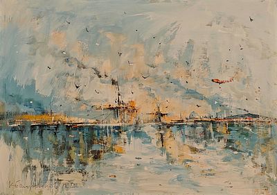 Батынков Константин Александрович (род. 1959). Порт. 2022. Бумага, акрил. 41,7&times;59,5 см. Внизу 