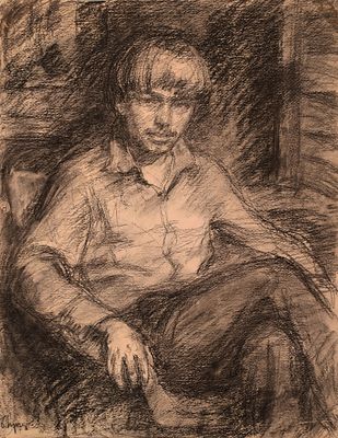 Биргер Борис Георгиевич (1923—2001). Мужской портрет. 1970—1980-е. Тонированная бумага 