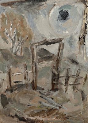 Богословский Александр Александрович (1950—2007). Пейзаж с воротами. 1982. Холст, масло. 90&times;65 