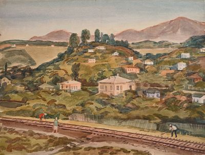 Бруни Иван Львович (1920—1995). Посёлок Каштак. 1968. Бумага, акварель. 45&times;59 см. Из собрания &laquo;ОК&raquo;.