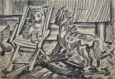 Визин Эммануил Павлович (1904—1975). Игрушки. Б/д. Бумага, фломастер. 27&times;39 см. На обороте: 
