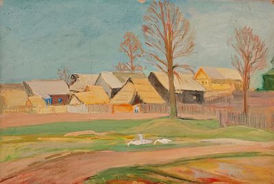 Аксельрод Меер Моисеевич (1902—1970). Гуси. 1960. Картон, акварель, гуашь. 49,5&times;73,5 см. Внизу 