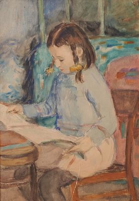 Аксельрод Меер Моисеевич (1902—1970). Портрет девочки. 1938. Бумага, акварель, гуашь. 46,5&times;32 