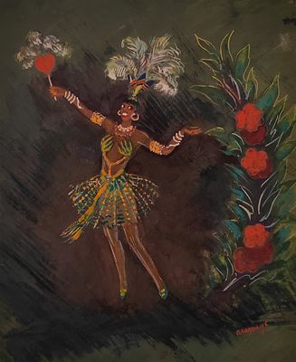 Аладжалов Константин Иванович (1900—1987). Эскиз костюма &laquo;Африканская ряженая&raquo;. 1946. Бумага 