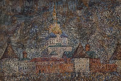 Афонин Владимир Васильевич (1940—2021). Новоспасский монастырь. 1970. Бумага, гуашь. 47,5&times;71 