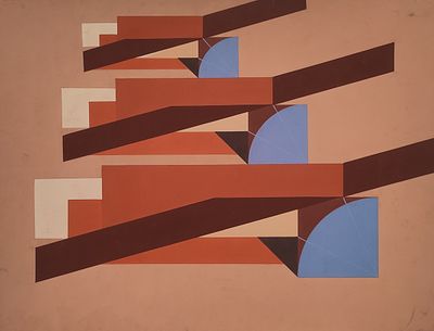 Бич Борис Николаевич (1946—2018). Композиция &laquo;б&raquo;. 1980. Бумага, гуашь. 51&times;67 см. На обороте 