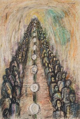 Бух Феликс Аронович (1948—2024). Исход. 2018. Бумага, акварель, сухая пастель, угольный 