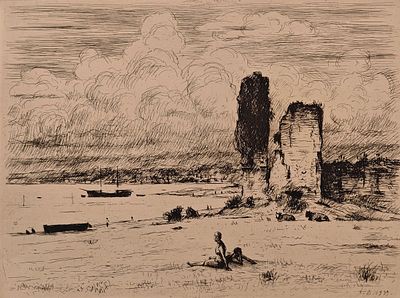 Верейский Георгий Семёнович (1886—1962). Пейзаж. 1939. Бумага, офорт. Размер изображения: 26&times;35 