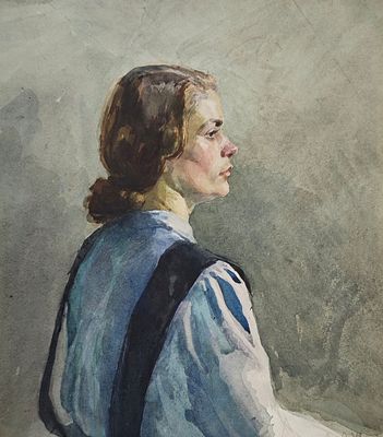 Ветрогонский Владимир Александрович (1923—2002). Женский портрет. 1949. Бумага, акварель. 26&times;22 