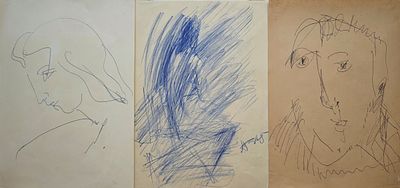 Ворошилов Игорь Васильевич (1939—1989). Сет из трёх работ. 1) Женский портрет. Б/д. Бумага 