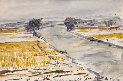 [Первые имена соцреализма] Герасимов Сергей Васильевич (1885—1964). Сырдарья. 1941. Бумага 