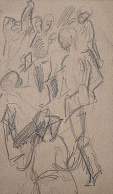 [Группа &laquo;Маковец&raquo;] Жегин Лев Фёдорович (1892—1969). В гостях у Чекрыгина. 1920-е. Бумага 