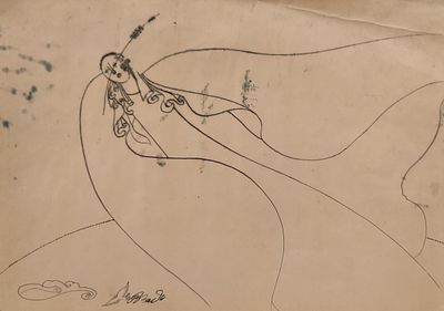 Зайцев Вячеслав Михайлович (1938—2023). Голубка. 1980-е. Бумага, тушь, перо. 29,7&times;41,8 см. 