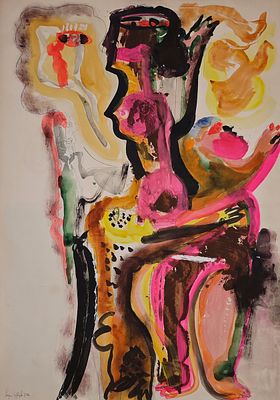 [Нонконформисты] Зубарев Владислав Константинович (1937—2013). Женская фигура в профиль. 1976. 